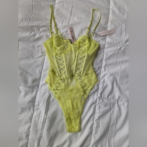 Victoria's Secret Other - Victoria's Secret Lingerie Bodysuit in Neon Yellow